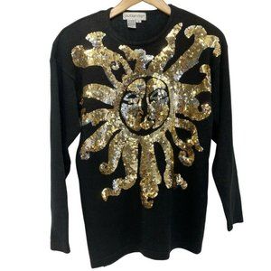 Outlander Sequined Sweater Size Small Sun Design V